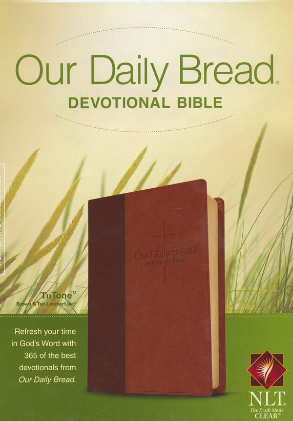 NLT Our Daily Bread Devotional Bible, Leatherlike Brown/Tan