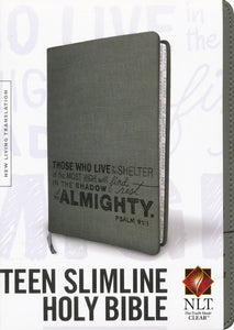 NLT Teen Slimline Bible, Psalm 91 Charcoal Leatherlike