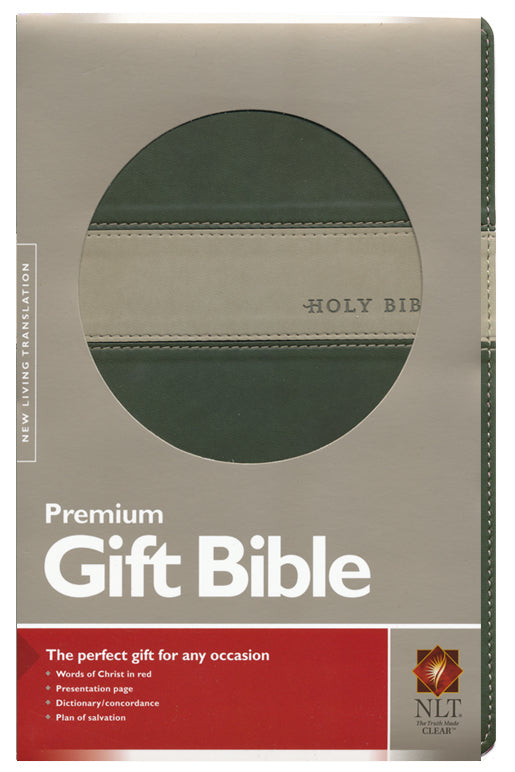 NLT Premium Gift Bible, TuTone Evergreen/Stone Leatherlike