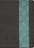 NKJV Life Application Study Bible 2nd Edition, TuTone Dark Brown / Teal Imitation Leather