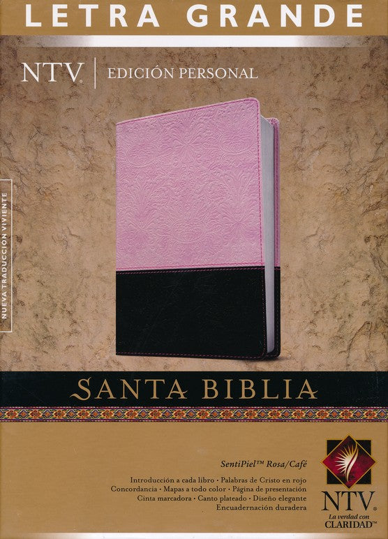 Biblia Personal Letra Gde. NTV, SentiPiel DuoTono Rosa/Cafe (NTV LgPt. Personal Bible, Leatherlike DuoTone Pink/Coffee)