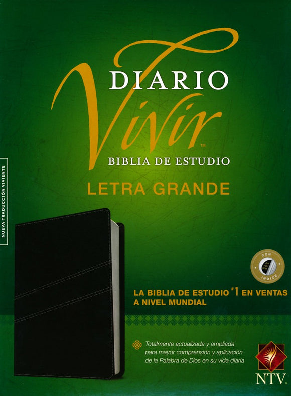 Biblia de Estudio del Diario Vivir NTV, Letra Gde., Piel Negra I. (NTV Life Application Study Bible, LGPT., Black Leather I.)