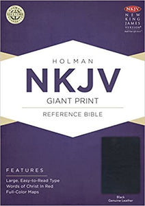 NKJV Giant Print Reference Bible, Black Genuine Leather Bound – Large Print - Holman Staff