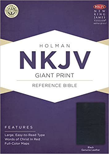NKJV Giant Print Reference Bible, Black Genuine Leather Bound – Large Print - Holman Staff