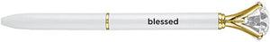 Blessed White and Gold Toned Gem Topped Pen by Gem Pens