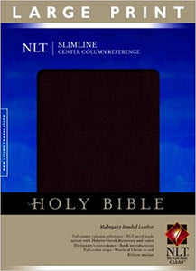 Slimline Center Column Reference Bible NLT, Large Print (Red Letter, Bonded Leather, Mahogany)