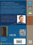 NIV Study Bible, Compact Indexed, Leather Bound, Tan/Burgundy