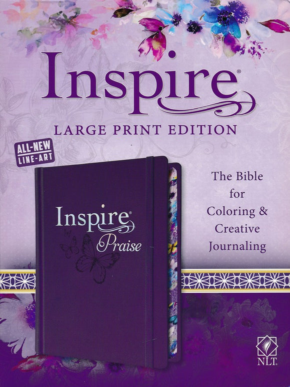 Tyndale NLT Inspire PRAISE Bible (Large Print, Hardcover, Purple)