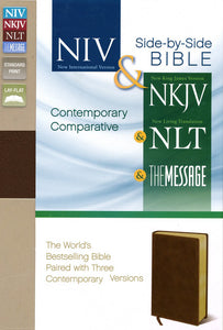 Contemporary Comparative Side-by-Side Bible: NIV/NKJV/NLT/The Message, Bonded leather, burgundy
