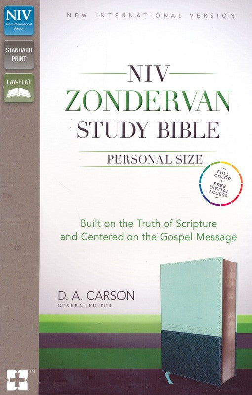 NIV Zondervan Study Bible, Personal-Size; Soft Leather-look, Sea glass/caribbean blue