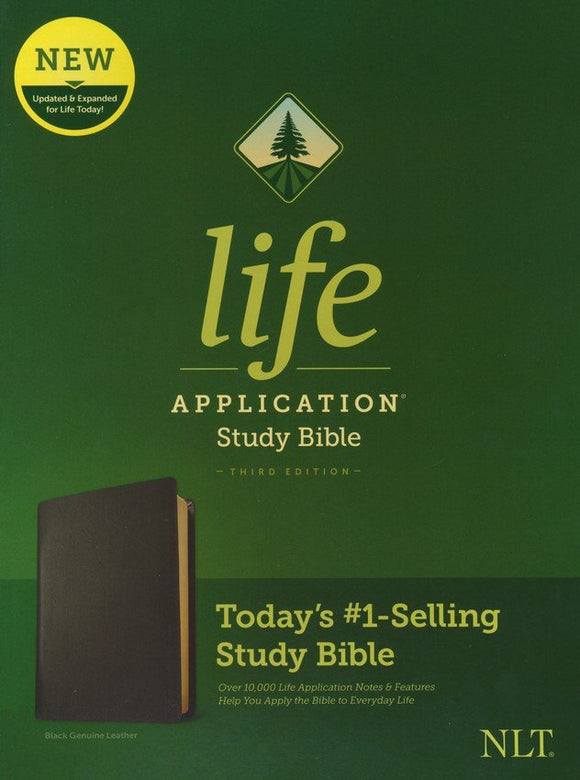 NLT Life Application Study Bible, Third Edition--genuine leather, black