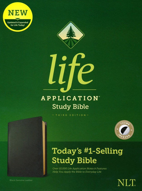 NLT Life Application Study Bible, Third Edition--genuine leather, black (indexed)