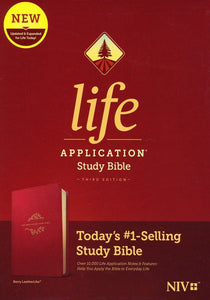 NIV Life Application Study Bible, Third Edition--soft leather-look, berry