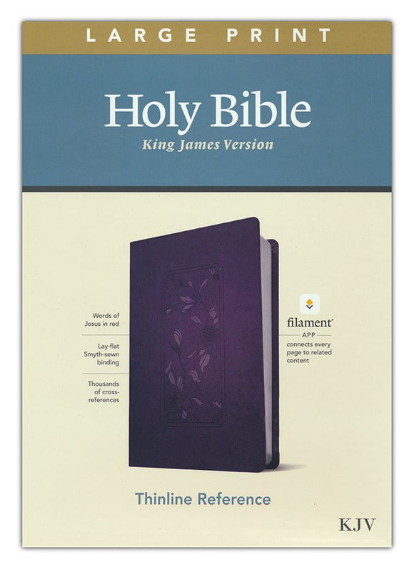 KJV Large Print Thinline Reference Bible LeatherLike Floral Frame Purple