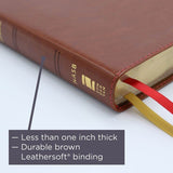 NASB Comfort Print Thinline Bible, Red Letter Edition--soft leather-look, brown
