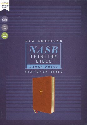 NASB Large-Print Thinline Bible, Red Letter Edition--Soft Leather-Look, Brown