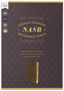 NASB Comfort Print Single-Column Reference Bible--soft leather-look, brown