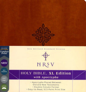 NRSV Comfort Print XL Edition Holy Bible with Apocrypha--soft leather-look, brown