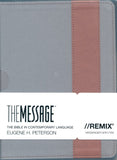 The Message//REMIX Bible--Canvas with leather-look stripe, grey/tan -  Eugene H. Peterson