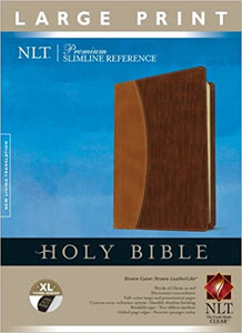 Premium Slimline Reference Bible NLT, Large Print, TuTone (Red Letter, LeatherLike, Brown Gator/Brown, Indexed)