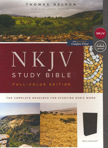 NKJV Comfort Study Bible Full-Color Edition Black Leathersoft