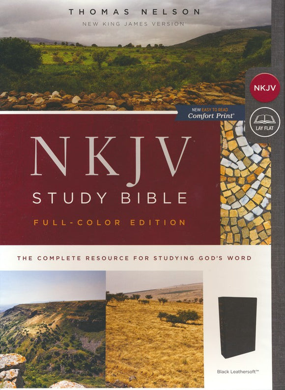 NKJV Comfort Study Bible Full-Color Edition Black Leathersoft
