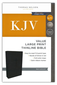 KJV, Value Thinline Bible, Large Print, Leathersoft, Black, Comfort Print