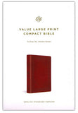 ESV Value Large-Print Compact Bible--soft leather-look, tan with window design