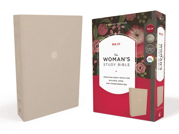 NKJV, Woman's Study Bible, Cloth over Board, Cream, Red Letter, Full-Color Edition: Receiving God's Truth for Balance, Hope, and Transformation
