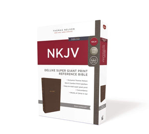 NKJV, Deluxe Reference Bible, Super Giant Print, Leathersoft, Brown, Red Letter, Comfort Print: Holy Bible, New King James Version