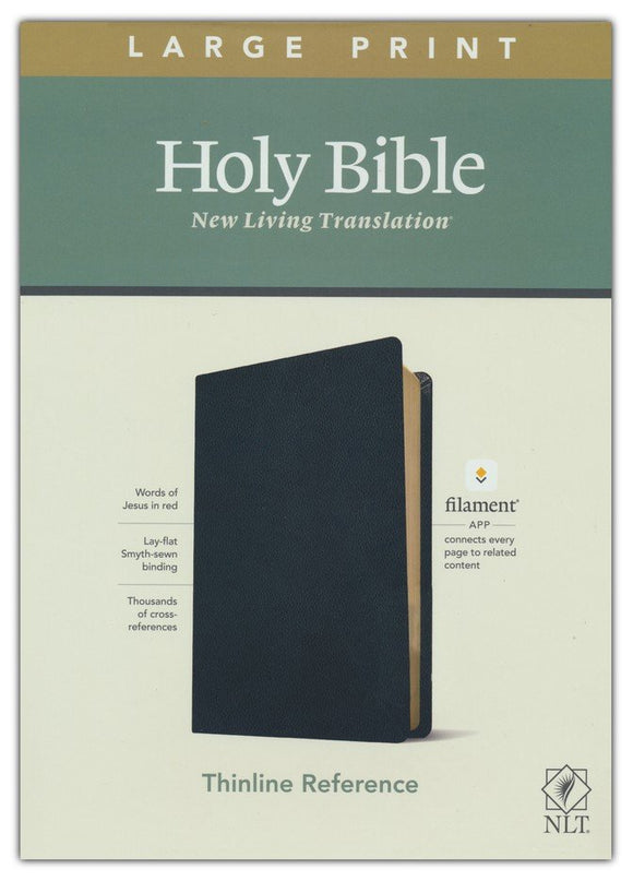 NLT Large Print Thinline Reference Holy Bible (Red Letter, Genuine Leather, Black): Includes Free Access to the Filament Bible App Delivering Study Notes, Devotionals, Worship Music, and Video Leather Bound