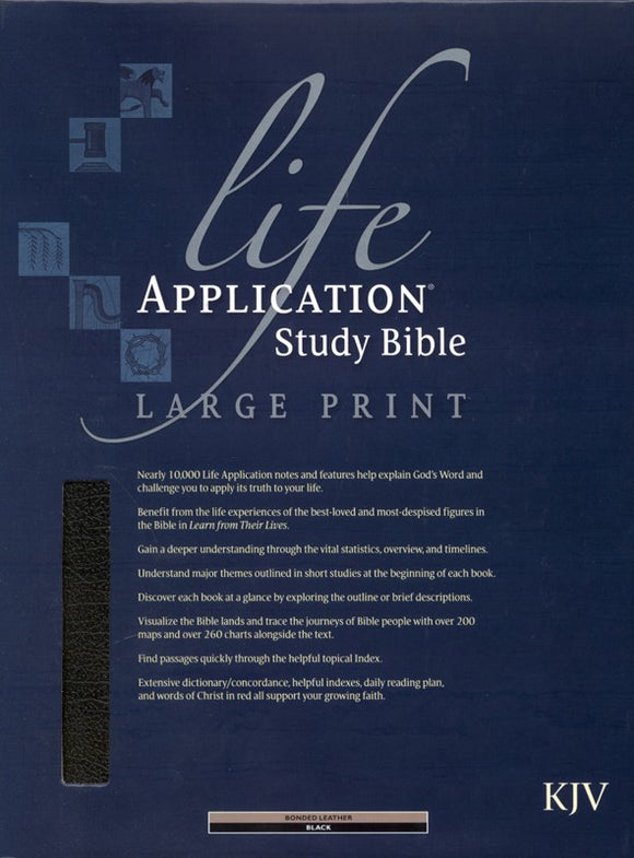KJV Life Application Study Bible 2nd Edition, Large Print, Bonded leather, black, Thumb-Indexed