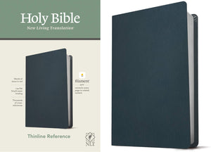 NLT Thinline Reference Holy Bible Red Letter, Genuine Leather, Navy Blue