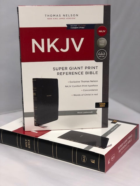 NKJV Super Giant-Print Reference Bible, Comfort Print--soft leather-look, black (indexed)