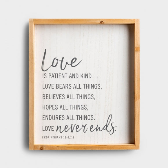 Love Is Patient - I Corinthians 13 - Framed Wooden Wall Art